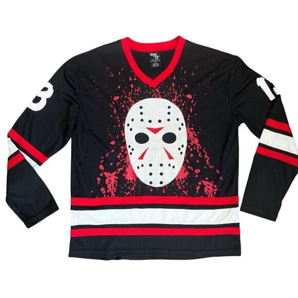 Friday The 13th Jason Voorhees Horror Movie Hockey Jersey Men Size Large Costume - Picture 3 of 13
